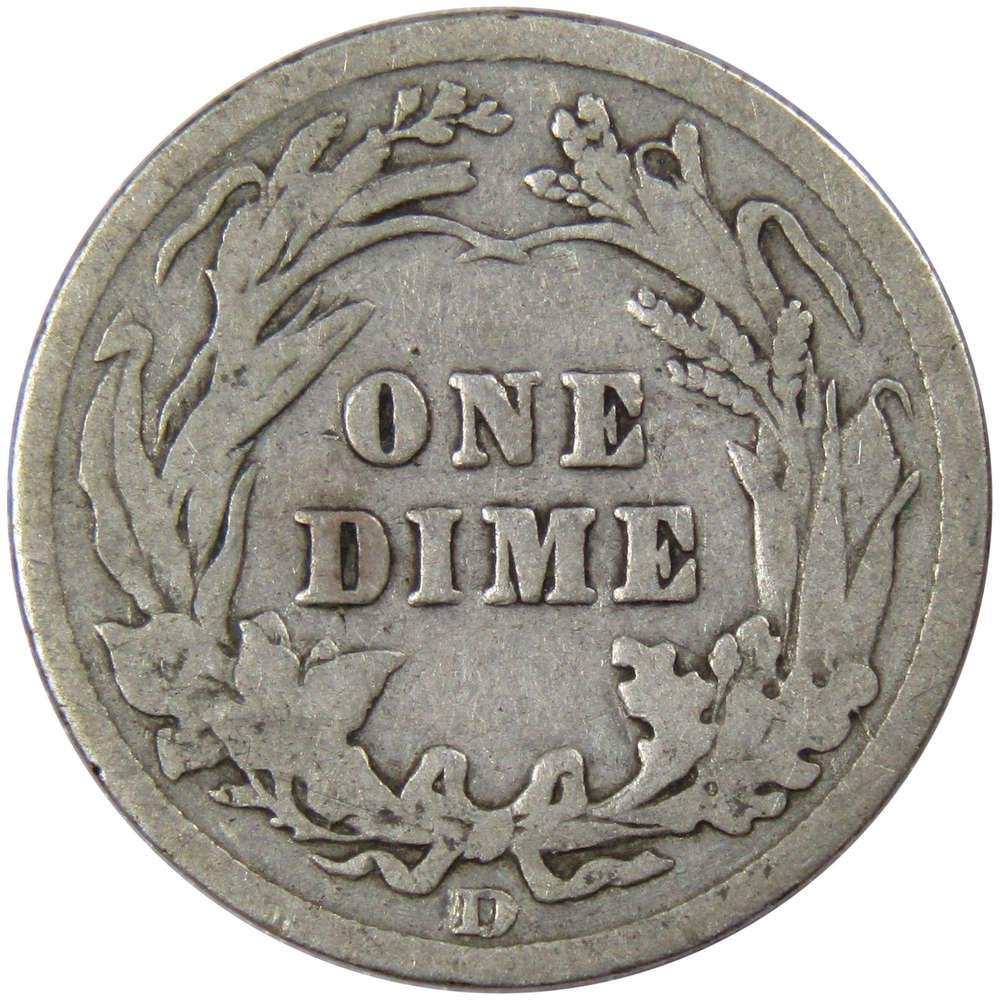 レア 銀貨 1914年 アメリカ 1ダイム バーバー ミントD 1914 D Barber Dime Circulated Silver 10c Coin Collectible at